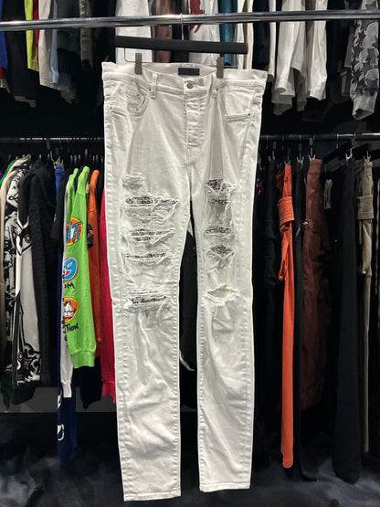 Amiri White/Black Bandana Paisley Jean (38)