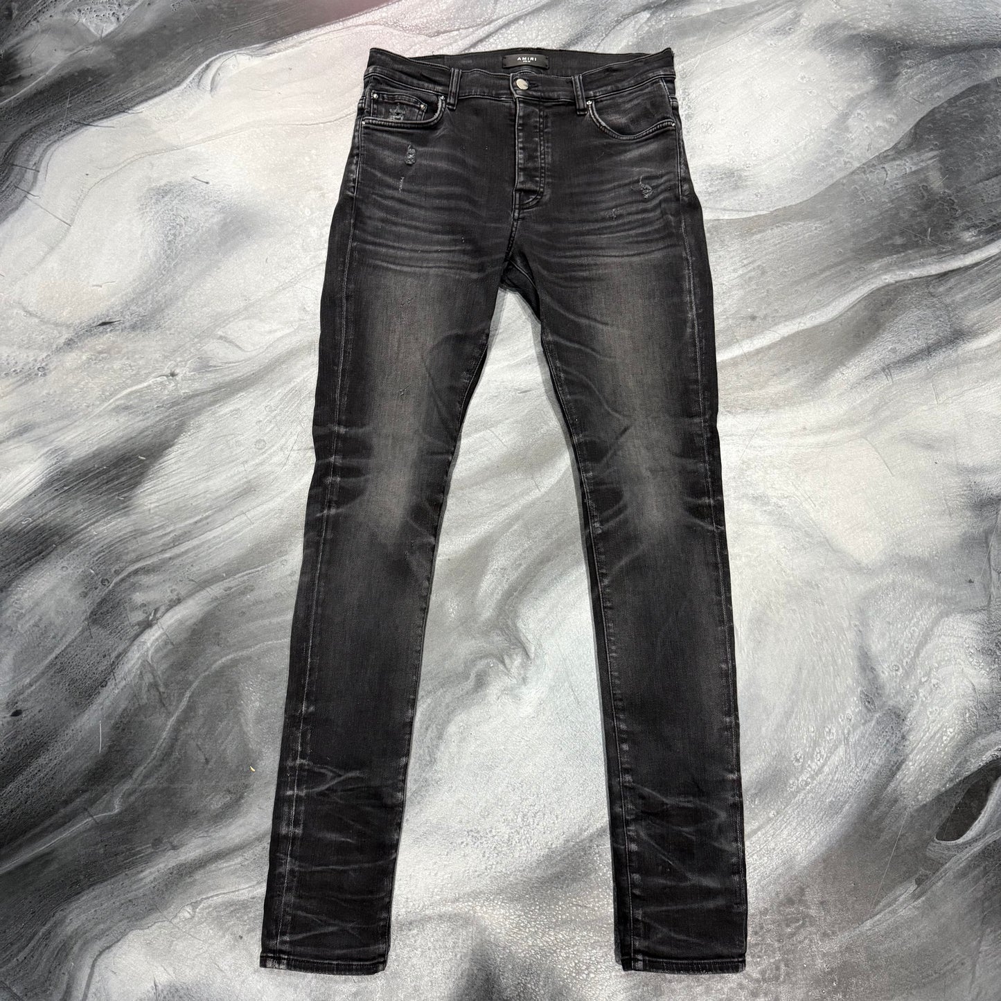 Amiri Faded Black Plain Stack Jean (32)
