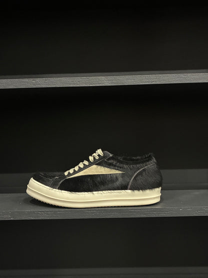 Rick Owens Black Fur Vintage Low Sneaker (45)