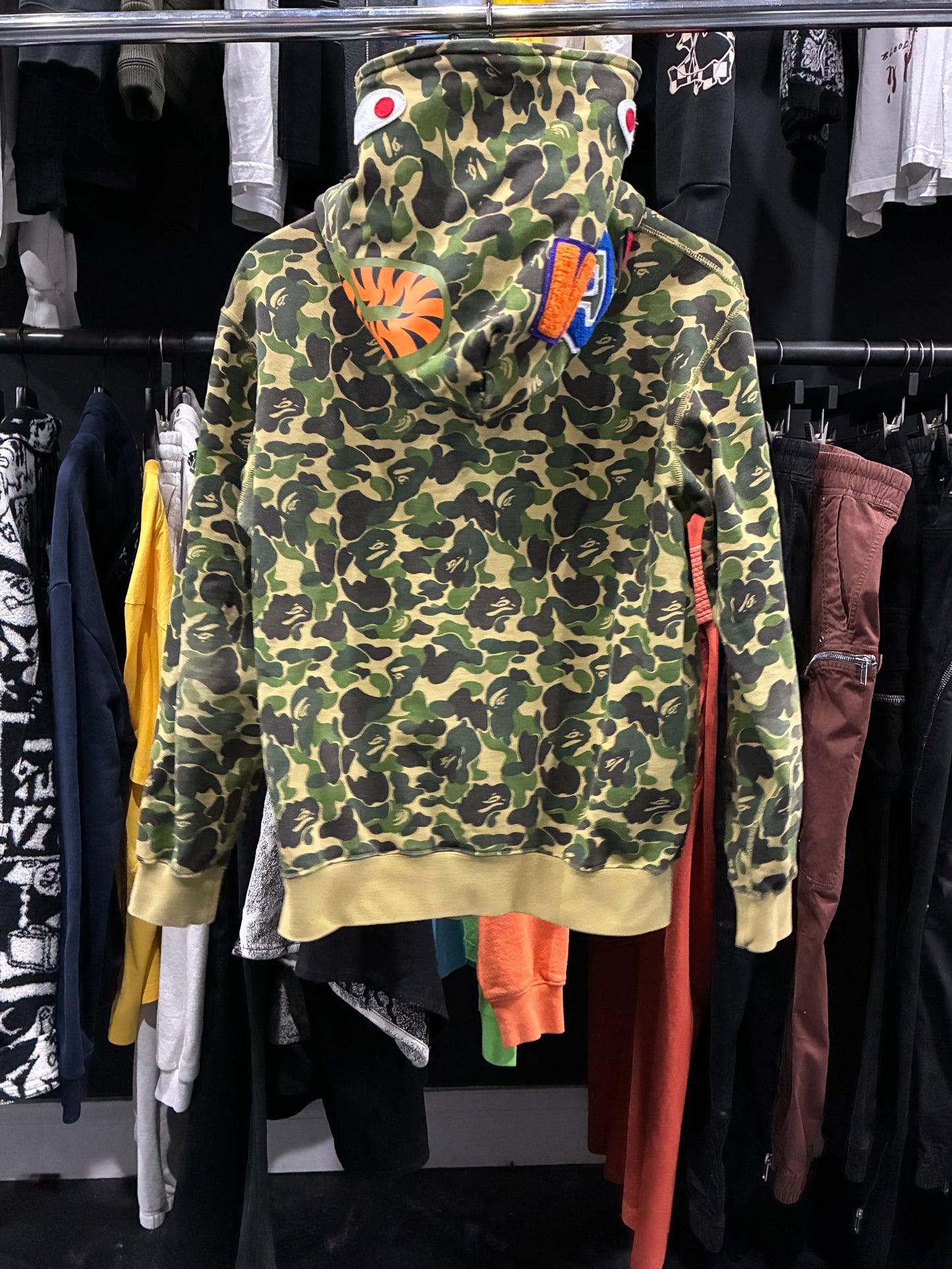 Bape Green Camo Shark Hoodie (S)