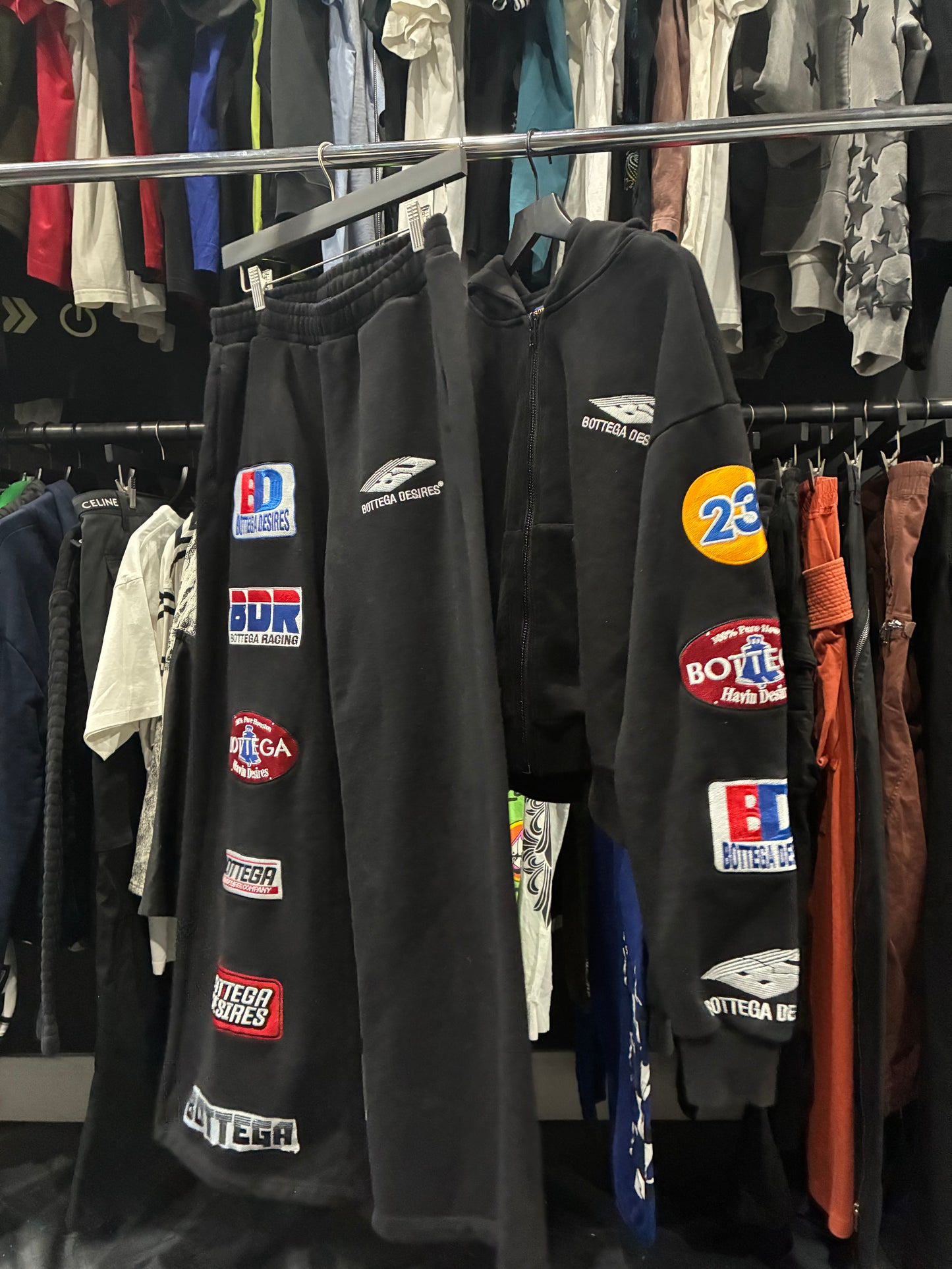 Bottega Desires Black BDR Patches Hoodie/Joggers Set (S)