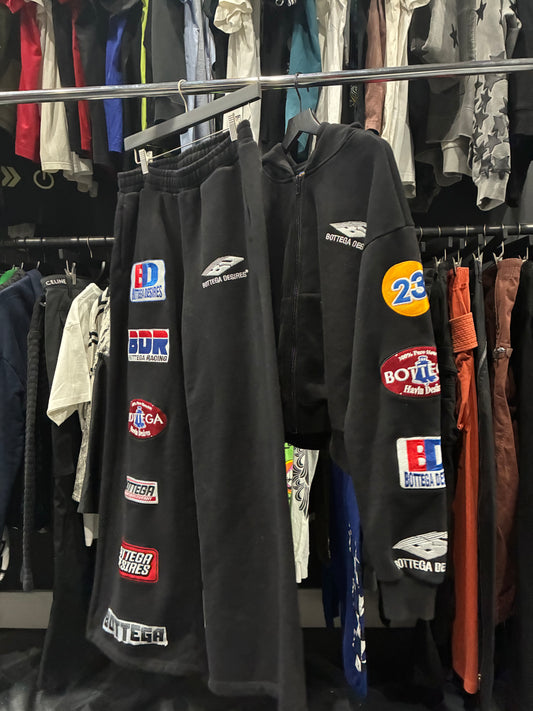 Bottega Desires Black BDR Patches Hoodie/Joggers Set (S)