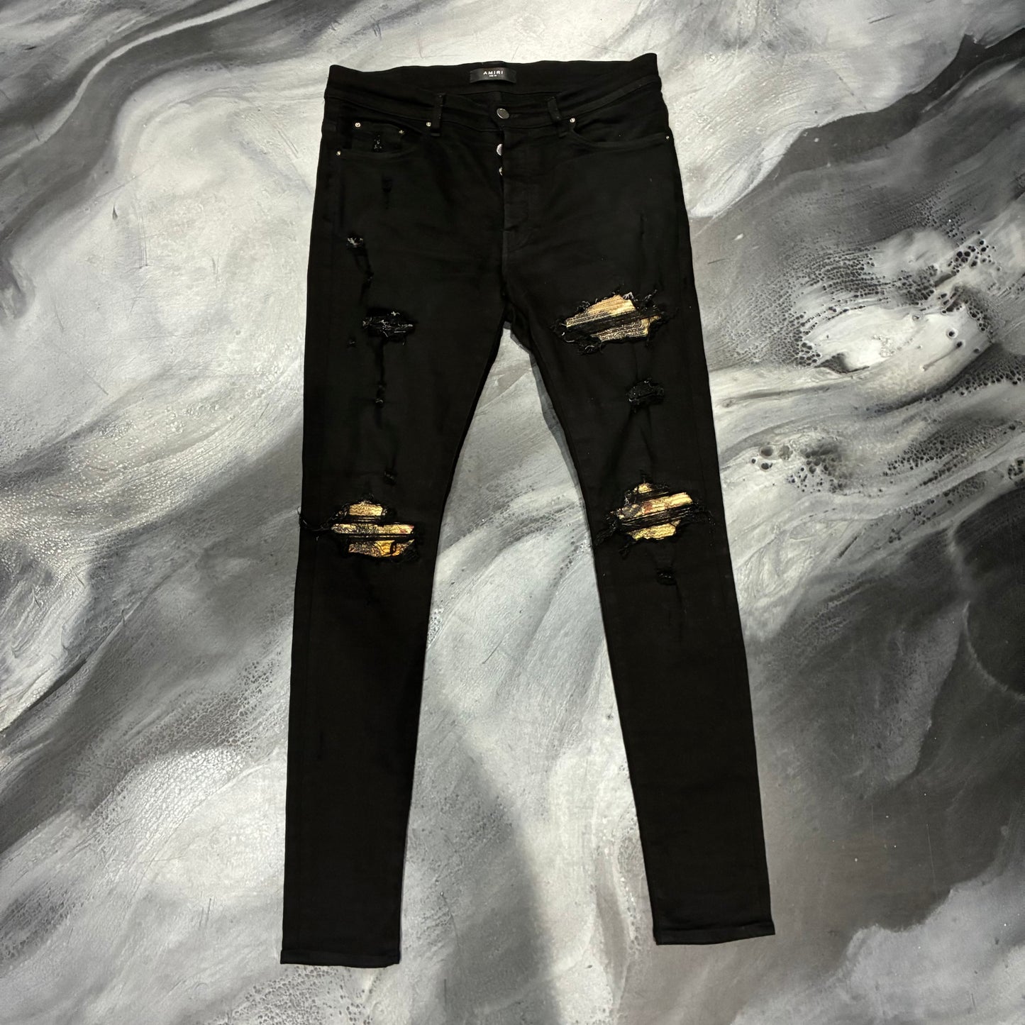 Amiri Black/Yellow Aloha Patch Jean (33)