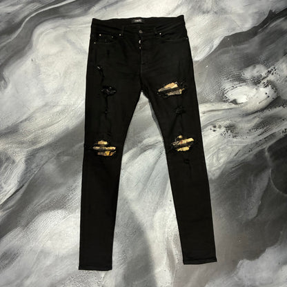Amiri Black/Yellow Aloha Patch Jean (33)