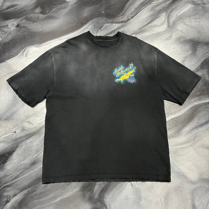 Amiri Black/Blue & Yellow Bling Hollywood Crest Tee (L)