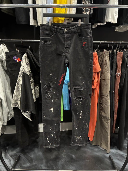 Ksubi Faded Black Paint Splatter Thrashed Jean (32)