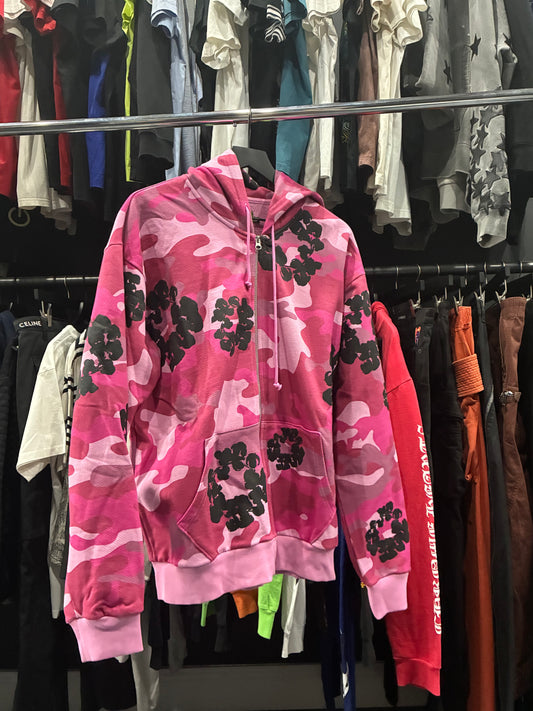 Denim Tears Pink Camo Cotton Wreath Zip Hoodie
