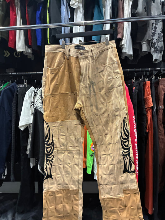 Who Decides War Brown Gathered Work Trousers (38)
