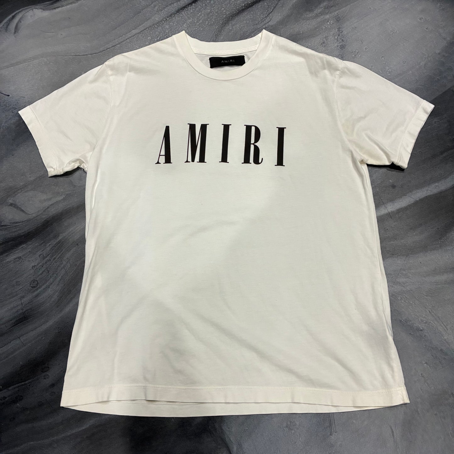 Amiri Cream/Black Core Logo Tee (XS)