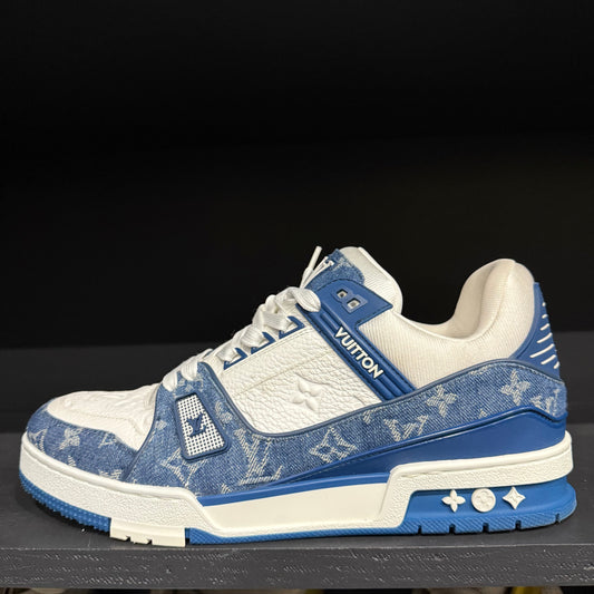 Louis V. Denim Blue/White Trainer Sneaker (US 10.5)