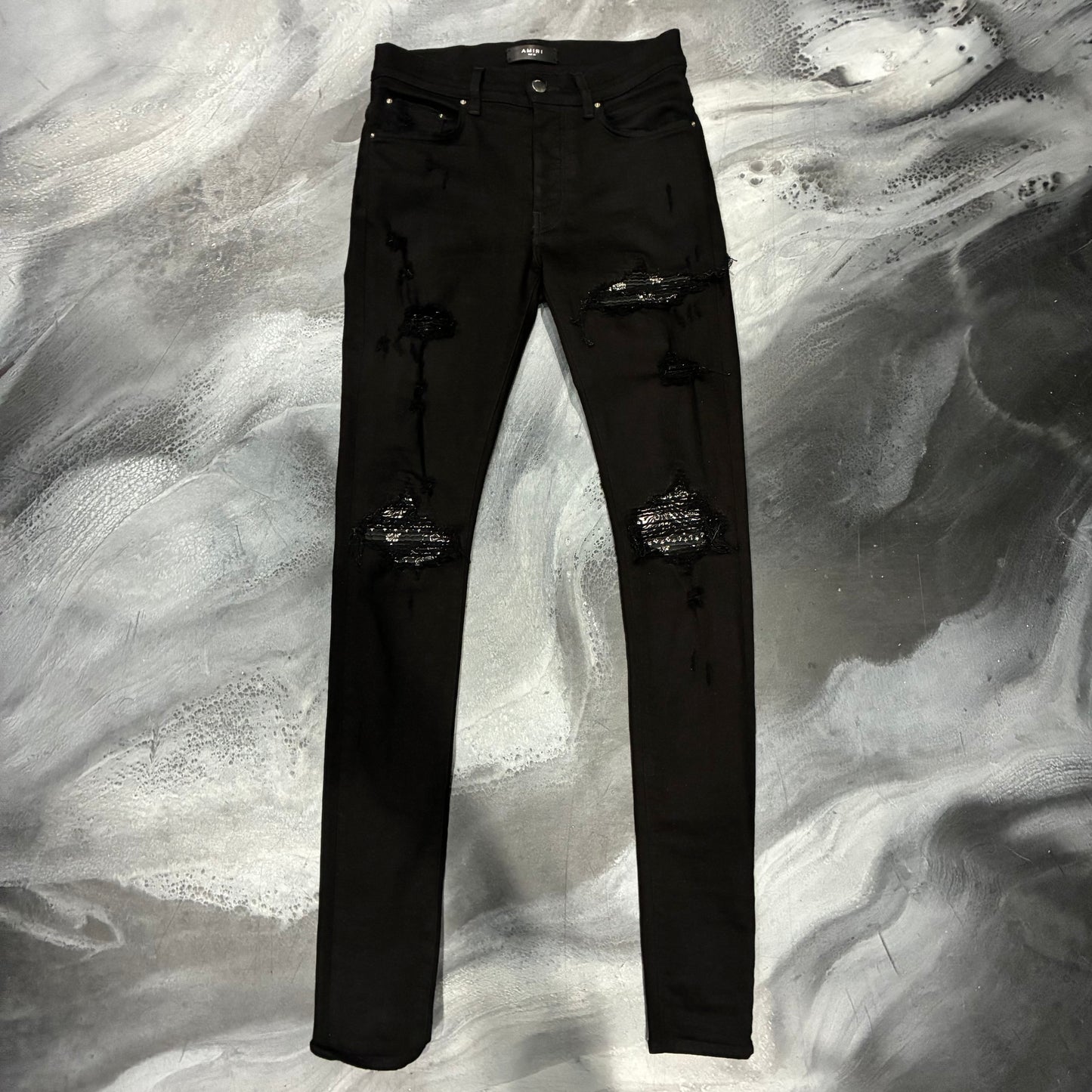 Amiri Black/Black Bandana Patch Jean (32)