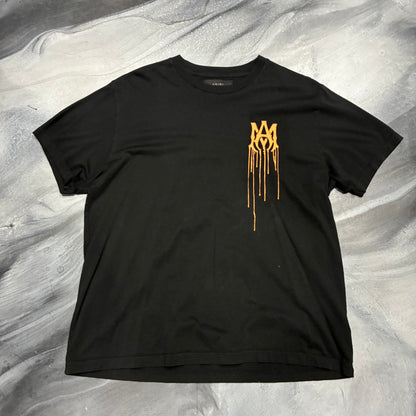 Amiri Black/Orange AM Paint Drip Logo Tee (M)