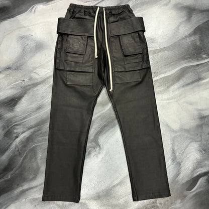 Rick Owen’s Wax Black Cargo Pants (M)