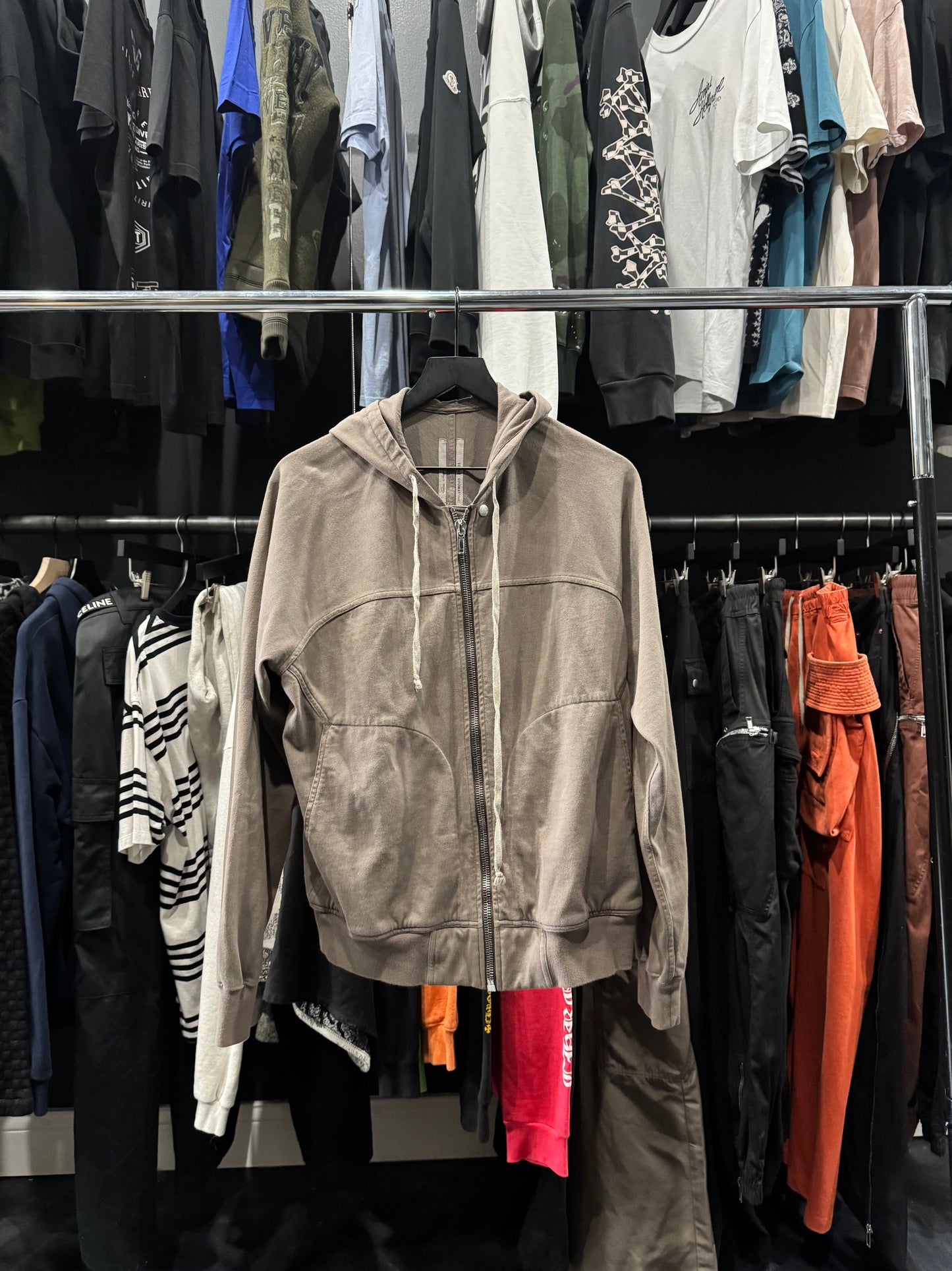 Rick Owens Light Brown Zip Up Hoodie (S)