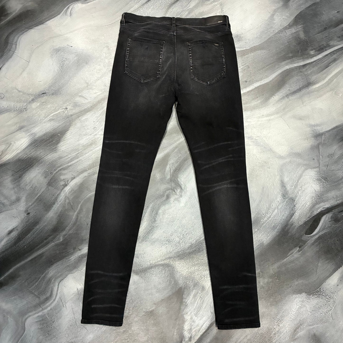 Amiri Black Plain Knee Slit Jean (38)