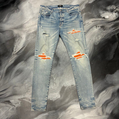 Amiri Indigo/Cracked Orange Patch Jean (38)