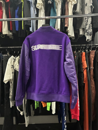 Supreme Purple Motion Logo Varsity Jacket
