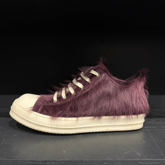 Rick Owens Maroon Fur Low Top Sneaker (42)