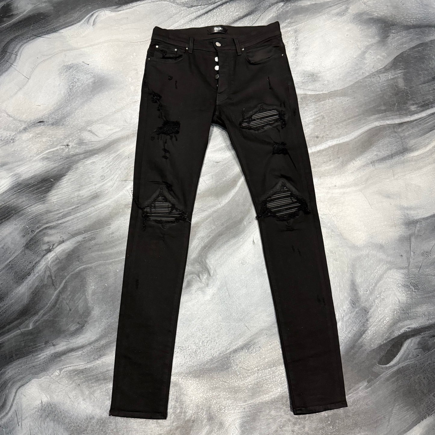 Amiri Black/Black Leather Patch MX1 Jean (31)
