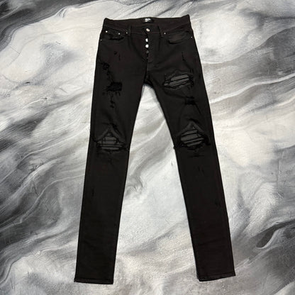 Amiri Black/Black Leather Patch MX1 Jean (31)