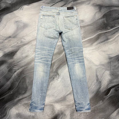 Amiri Light Blue/Green Plaid Patch Jean (33)