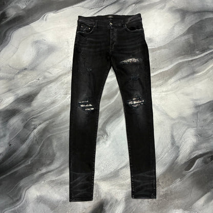 Amiri Black/White Boucle Patch Jean (33)