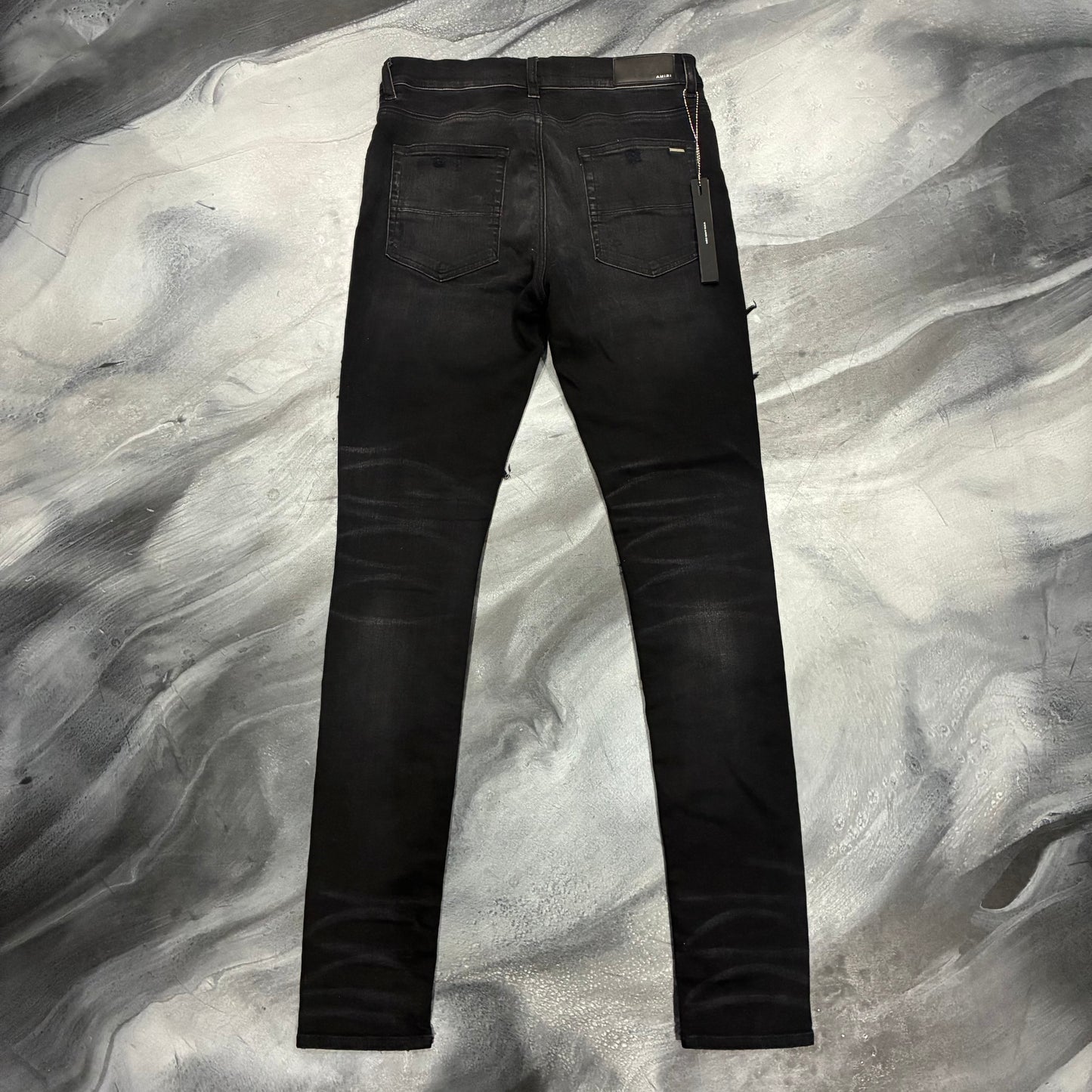 Amiri Black/Burgundy Tie Dye Thrasher Jean (32)