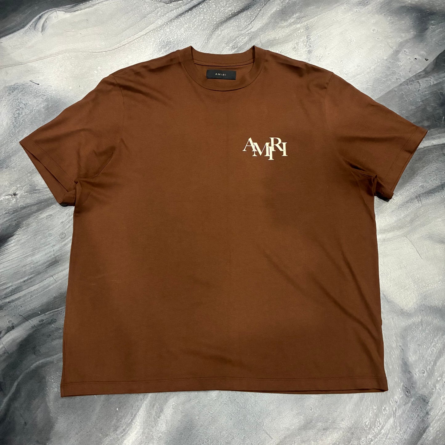 Amiri Brown/White Staggered Logo Tee (XL)
