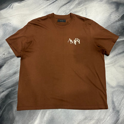 Amiri Brown/White Staggered Logo Tee (XL)
