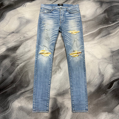 Amiri Dark Blue/Yellow Aloha Patch MX1 Jean