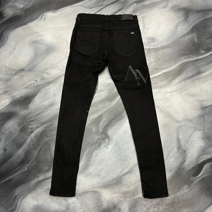 Amiri Black Staggered Logo Patch Jean (30)