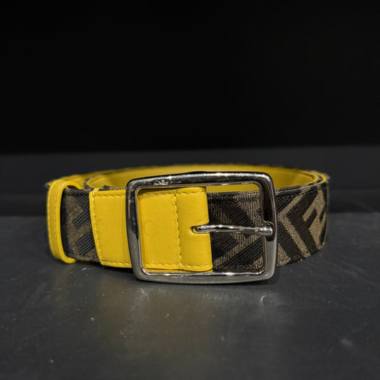 Fendi Monogram Yellow Leather Belt