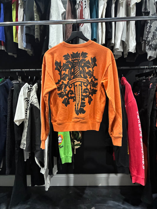 Chrome Hearts Orange ‘Dagger’ Crewneck Sweater (S)