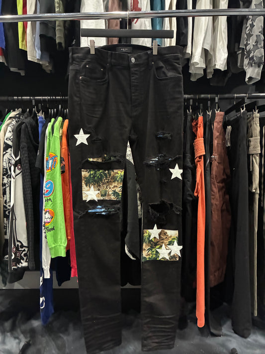 Amiri Black Hawaiian Star Art Patch Jean (38)