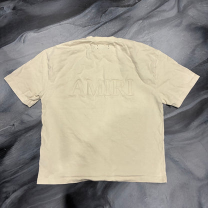 Amiri Cream Embroidered Logo Tee (L)