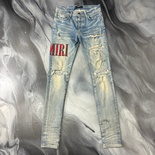 Amiri Antique Indigo/Red Plaid Core Logo Patch Jean (29)