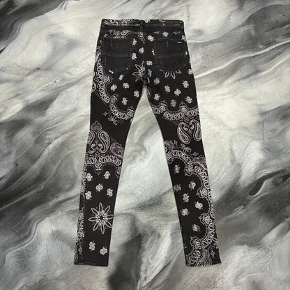 Amiri Black Paisley Monogram Print Jean (34)