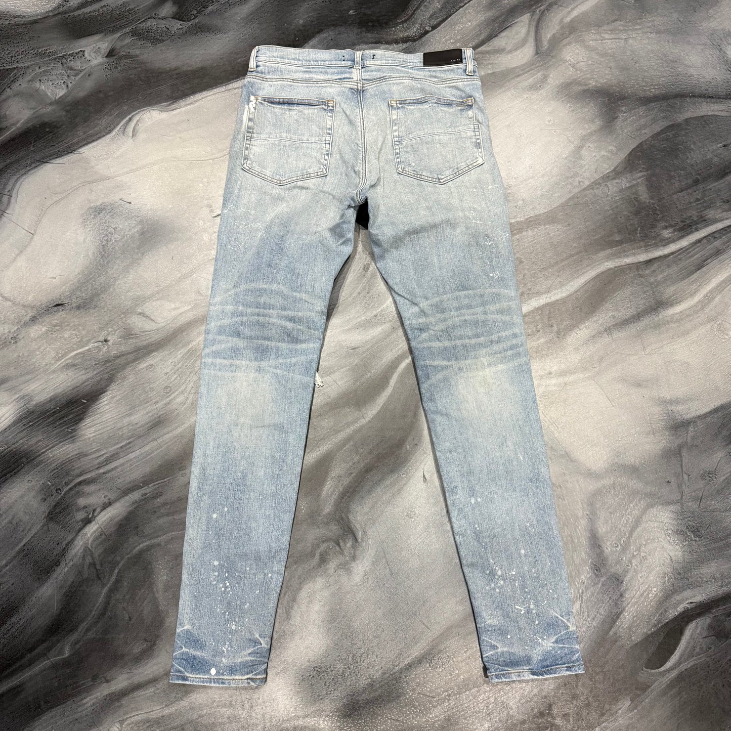 Amiri Light Blue/Green Plaid Patch Jean (38)