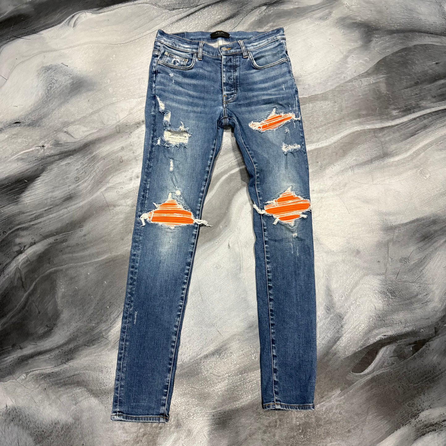 Amiri Dark Blue/Orange Patch Jean (32)