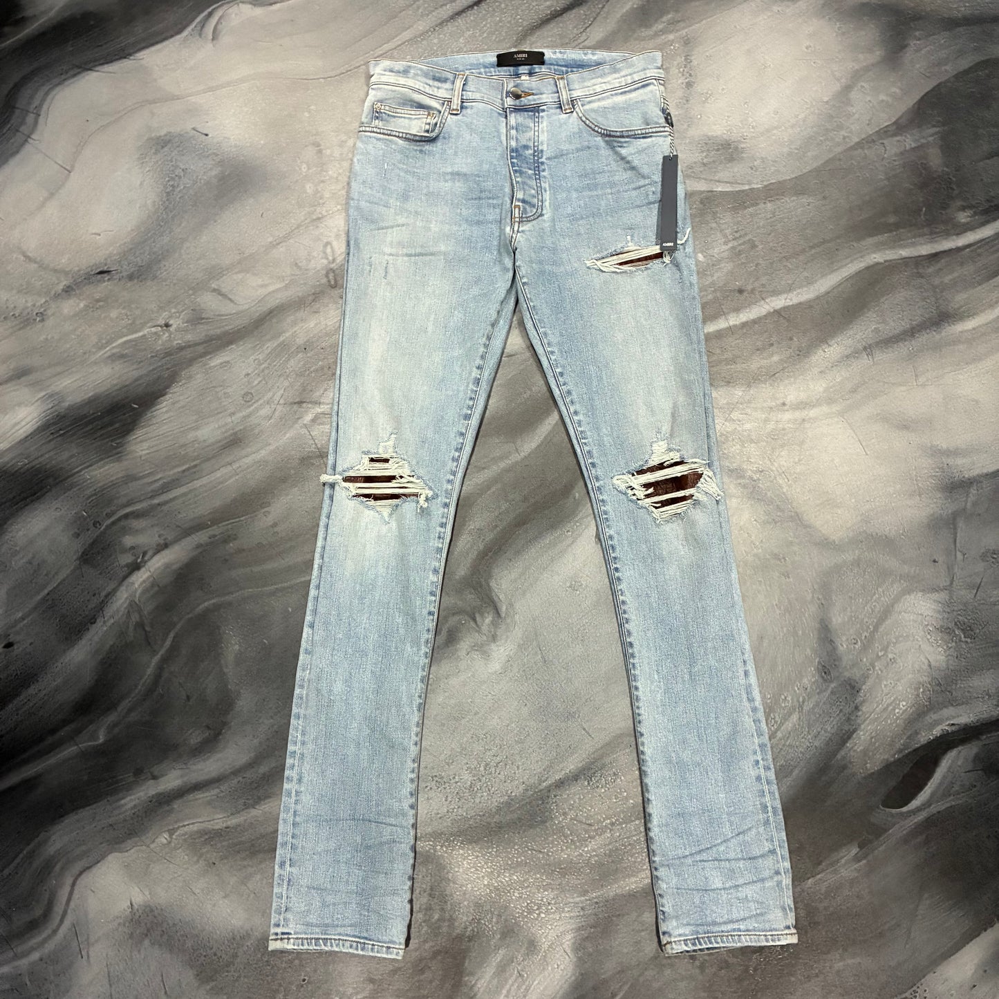 Amiri Light Blue/Brown Croc Leather Jean (30)