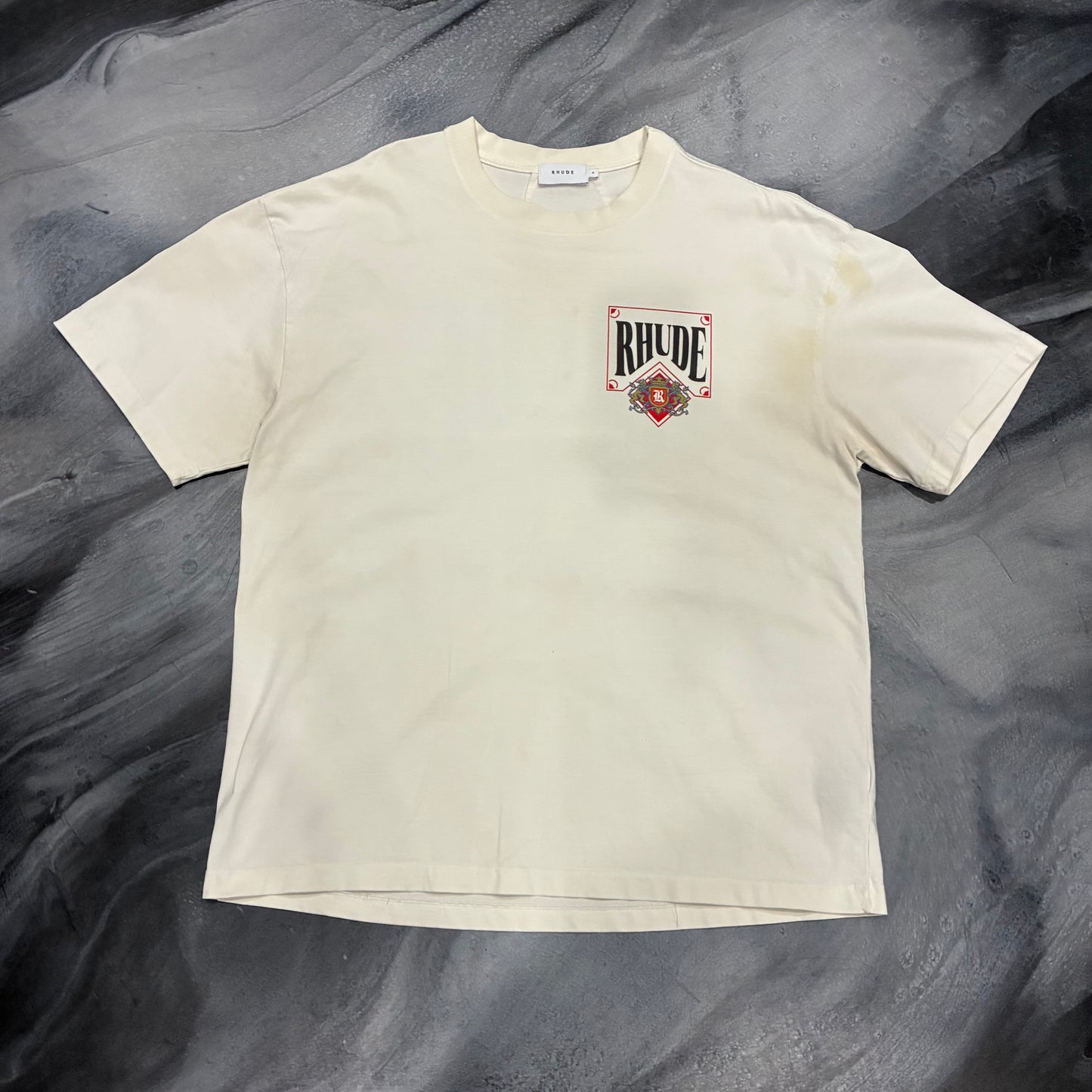 Rhude Cream/Red Crest Logo Tee (M)