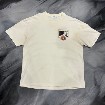 Rhude Cream/Red Crest Logo Tee (M)