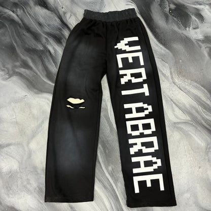 Vertabrae Black/White Distressed Sweatpants (2XL)