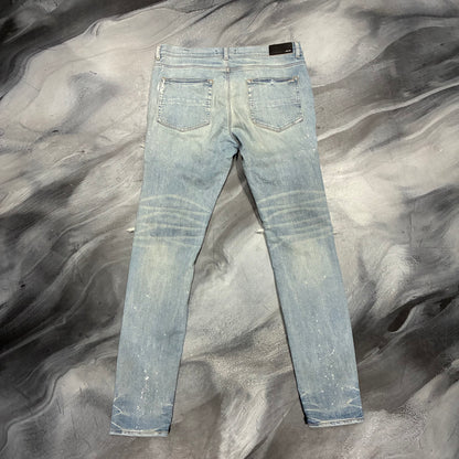 Amiri Indigo/Green Plaid Patch Jean (38)