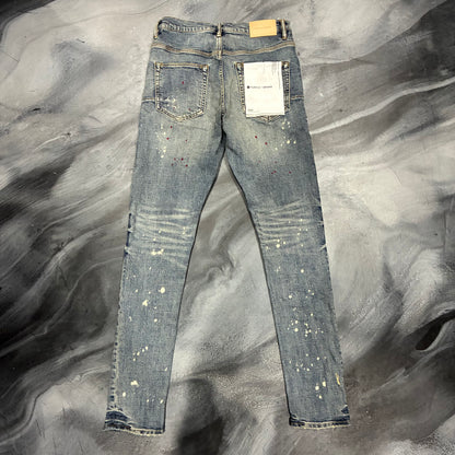 Purple Brand Indigo Wash Paint Splatter Jean (30)