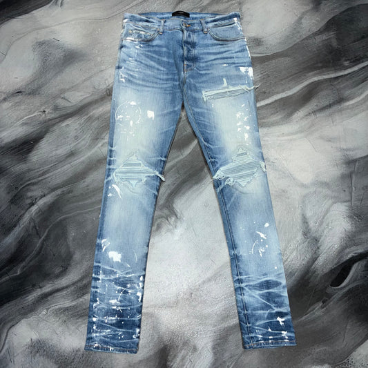 Amiri Light Blue/Denim Blue Patch Paint Splatter MX1 Jean (32)