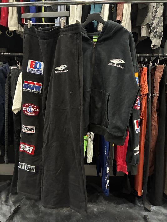 Bottega Desires Black BDR Patches Hoodie/Joggers Set (XL)