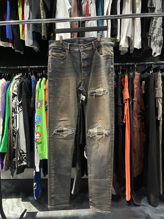 Amiri Antique Indigo Plaid MX1 Jean (36)