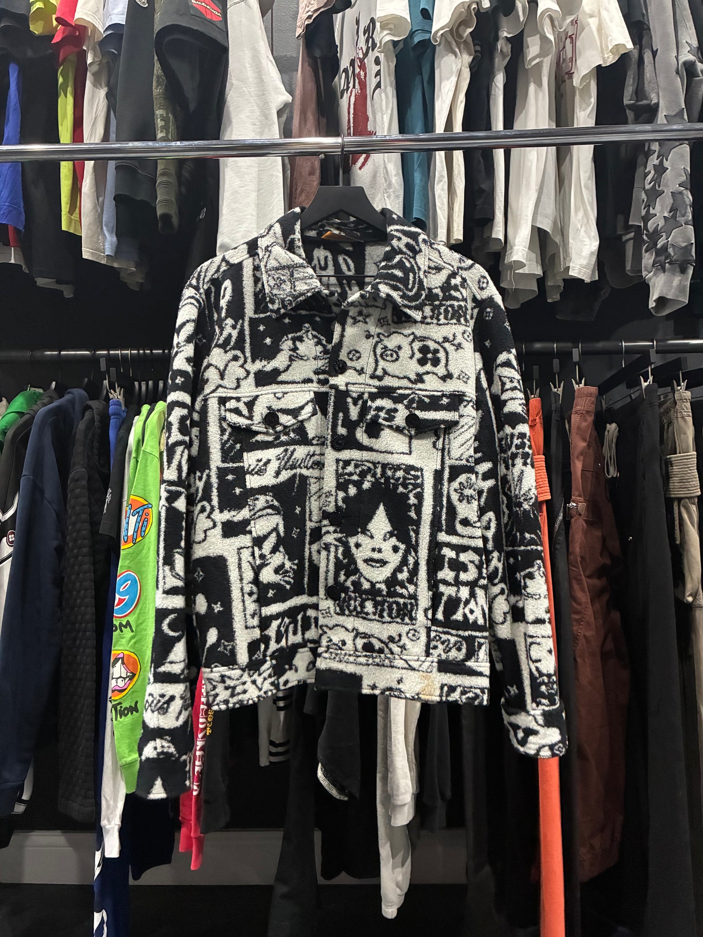 Louis V Black/White Comics Trucker Jacket (L)
