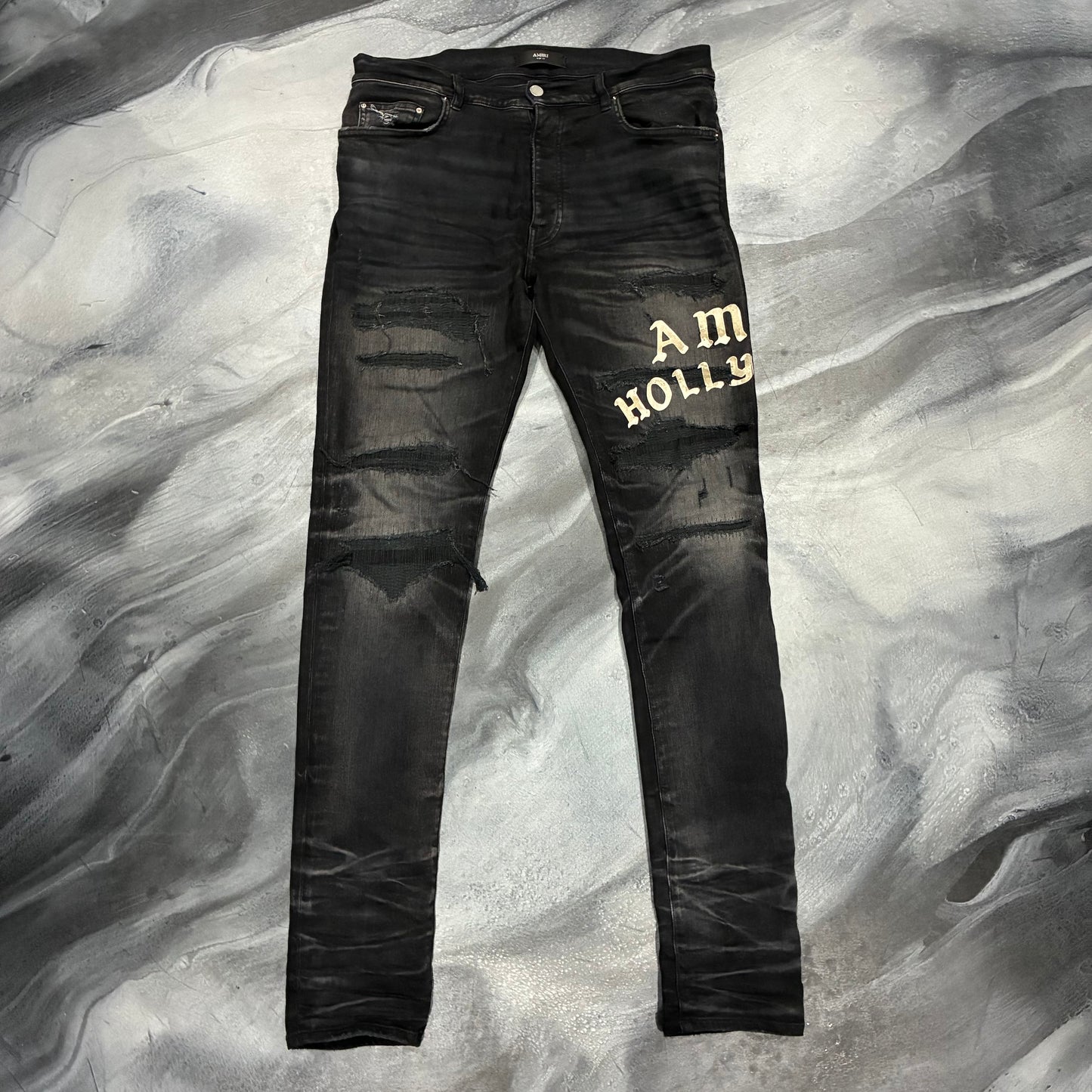 Amiri Black/Cream Hollywood Logo Jean (34)